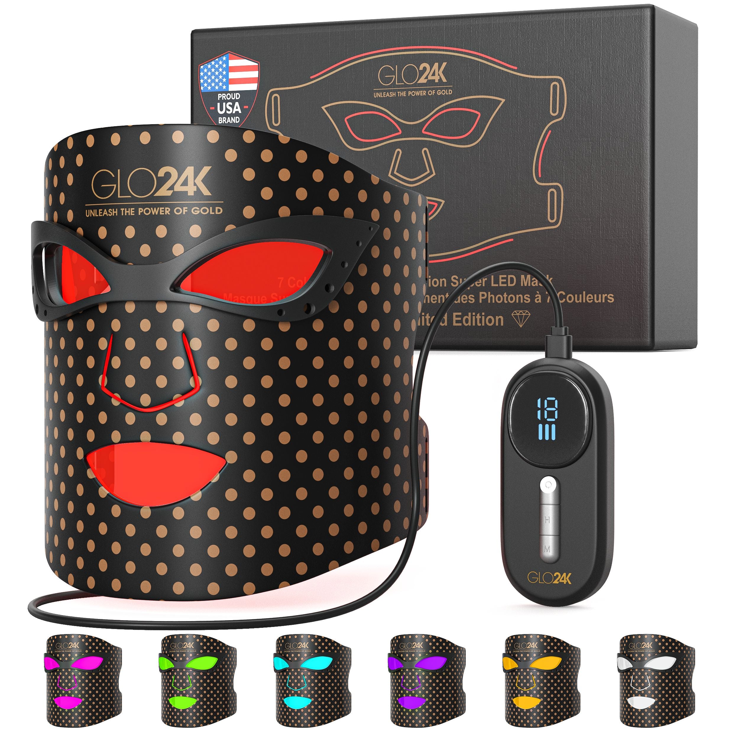 7 Color LED Photon Rejuvenation Super Mask – GLO24K
